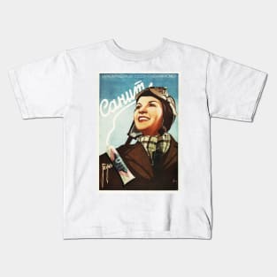 CAHUM Russian Toothpaste Vintage Advertising Woman Pilot White Teeth Kids T-Shirt